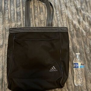 adidas Black Tote Bag with Striped Shoulder Straps GUC
